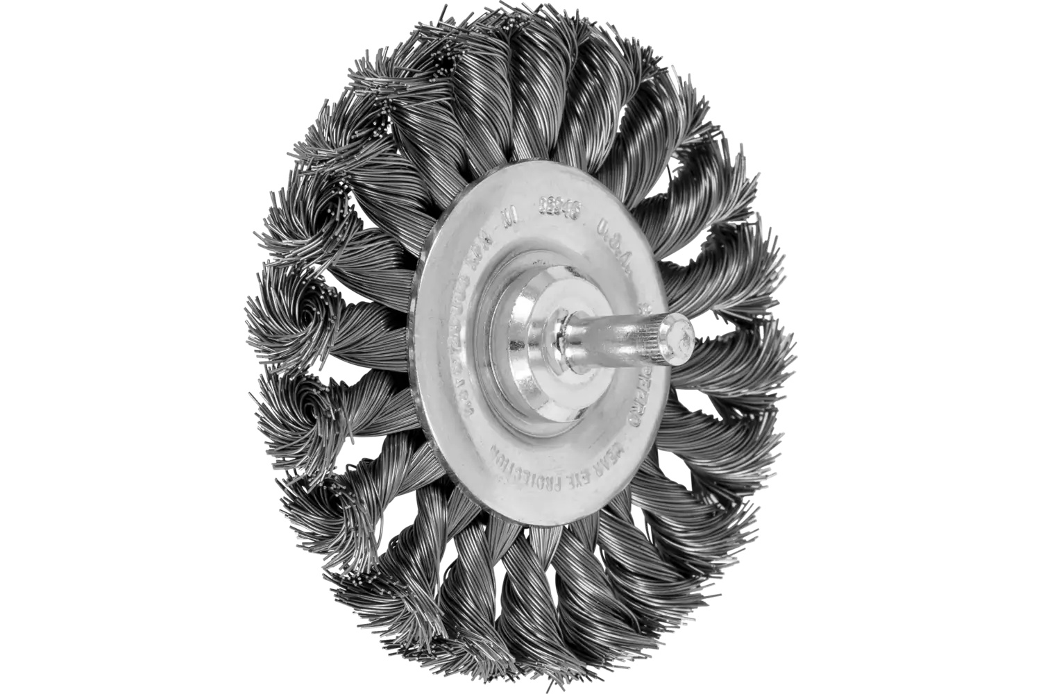 Picture of Pferd Mounted Knot Wheel Brush 3-1/4" Dia. .014 Carbon Steel 1/4" Shank